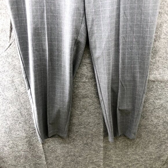 Nine West Relaxed Crop Dress Pants Womens XL Gray Windowpane Plaid Pull On - Picture 4 of 9